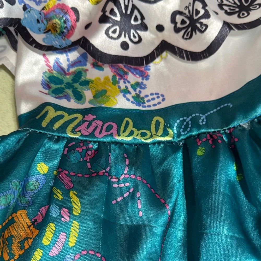 Disney Mirabel Madriga Teal and White Floral Dress Size 4-6X